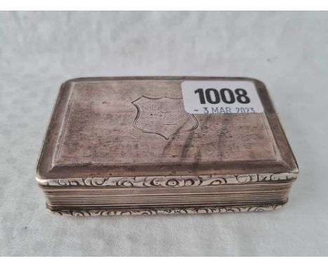 An Early Victorian snuff box with cast edge, 3.5" wide, Birmingham 1841 by FC, 142g