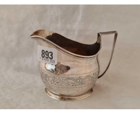George III Exeter cream jug with bright cut band By R Ferris. Circa 1805. 115gms