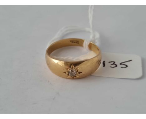  VICTORIAN 18CT STAMPED S/S DIAMOND GYPSY RING, SIZE Q