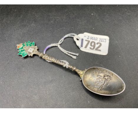 Military silver and enamel spoon Birmingham 1905