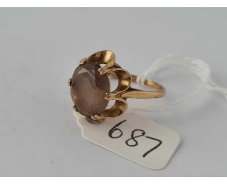Smokey quartz ring 9ct size M 3.2gms
