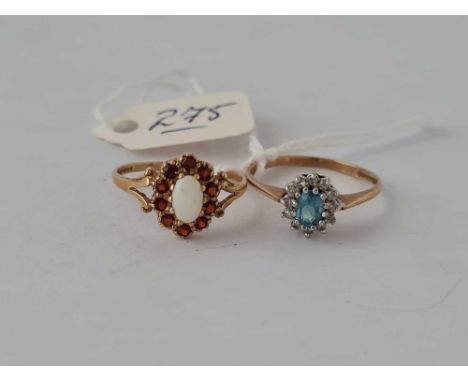 Two 9ct gem set rings sizes L &amp; M