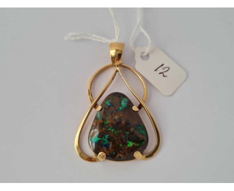 An opal triangular doublet pendant in 9ct