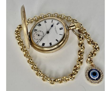 Vintage hunter pocket watch with chain