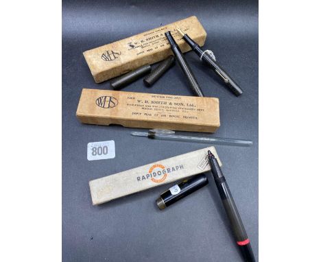 Two vintage UNIVERSAL pens, a DUPLICATOR pen plus a Rapidograph