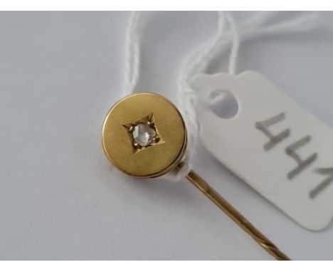 Good Gold Stick Pin Circular Terminal with Cental Diamond