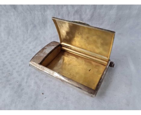 Unusual snuff box/vesta case  with pencil compartment to side. 4In wide. London 1913.180 gms