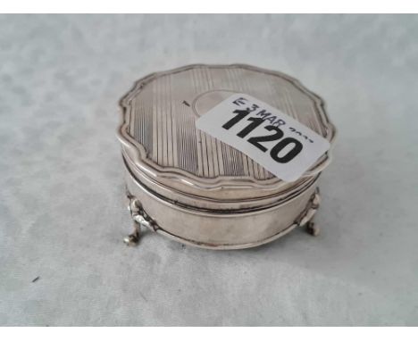 A small ring box on three pad feet, 2.5" wide, Birmingham 1912