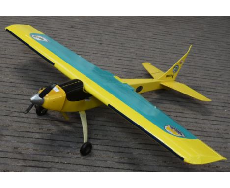 Chris Foss Designs - RC Radio Controlled ' WOT 4 ' model plane. Veneered foam wings and plywood body painted with yellow and 