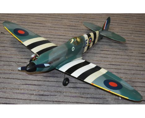 Supermarine Spitfire - a pre-made RC Radio Control model of a Supermarine Spitfire with D-Day identification markings and Jam