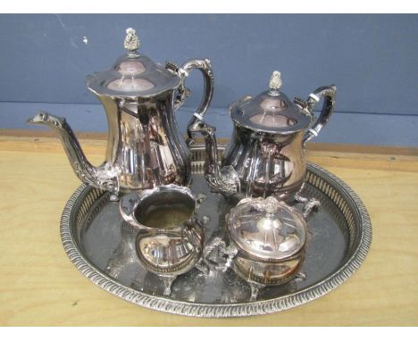 Vintage Silver plated tea set on tray&nbsp;