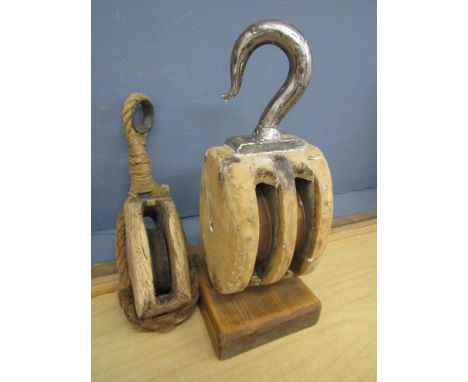Vintage wooden pulleys