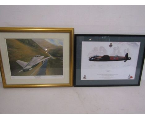 R.A.F Battle of Britain memorial flight print signed by crew 55x40cm along with a limited edition print 'Bird of prey' by Mar