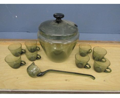 Punch bowl with ladle and 8 glasses