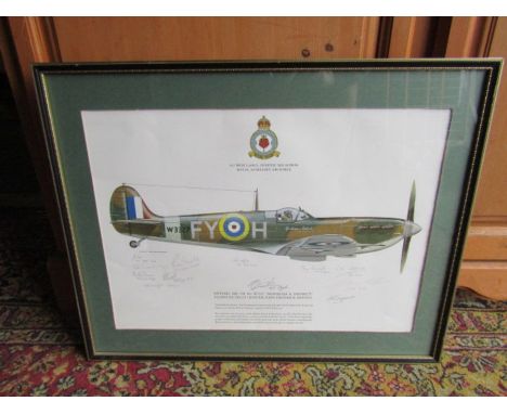 Framed pencil signed Spitfire print 48cm x 60cm approx&nbsp;