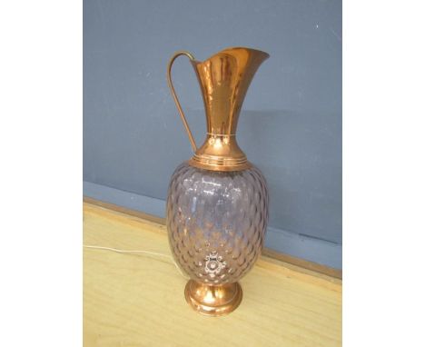 Copper and glass lamp H50cm approx (plug removed)&nbsp;