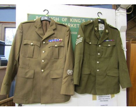 2x No 2 Dress Army jackets 1980 sergeant with ribbons and w/officer and ribbons