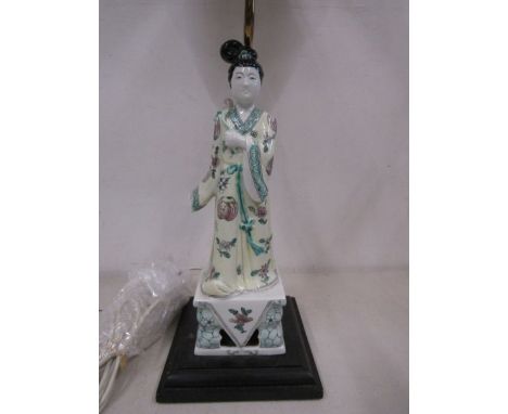 A ceramic lamp base of Japanese figure 70cm overall height