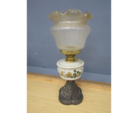Vintage oil lamp with glass shade&nbsp;