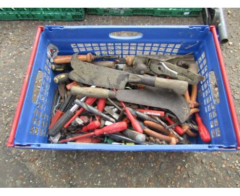 Crate of tools to include screwdrivers and drill bits etc&nbsp;