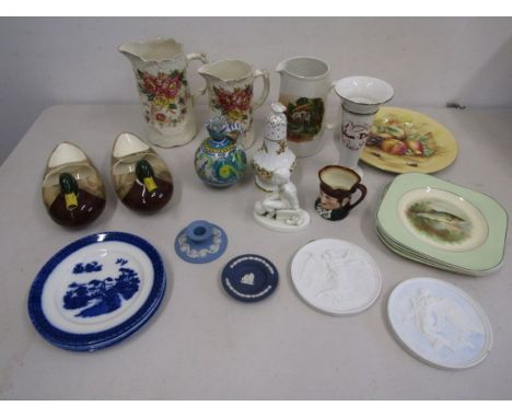 Various china inc Jasperware, vintage plates etc
