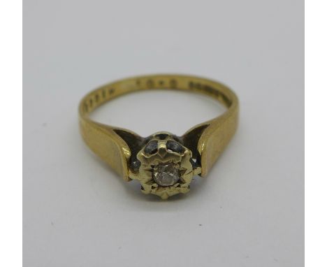 A 9ct gold and diamond ring, 2.1g, K 