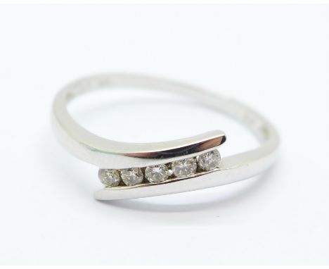 A 9ct white gold and diamond ring, 2.2g, S 