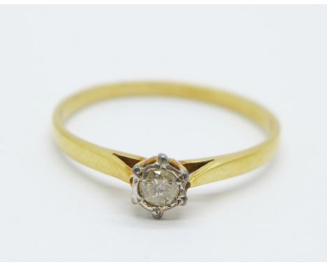 An 18ct gold and diamond ring, 1.8g, S 