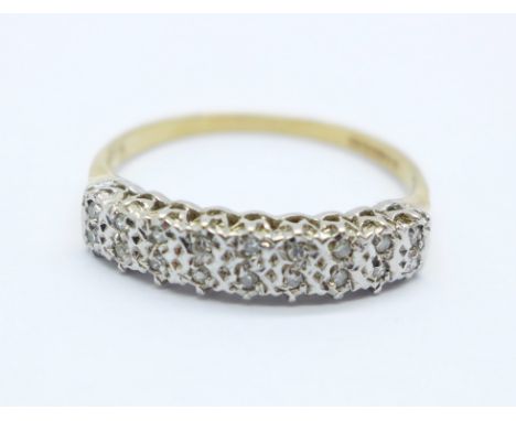 A 9ct gold and diamond ring, 1.9g, Q 