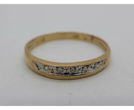 A 9ct gold and diamond ring, 1g, P 