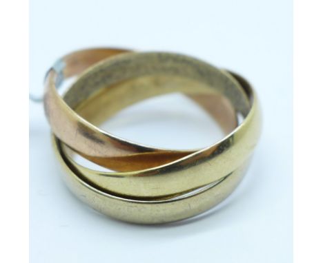 A 9ct gold triple ring, 5.4g, S 