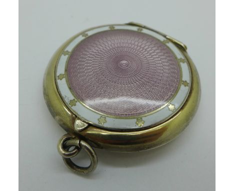 A silver and enamel compact, Birmingham 1909 