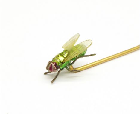 An early 20th Century novelty enamelled fly stick pin 