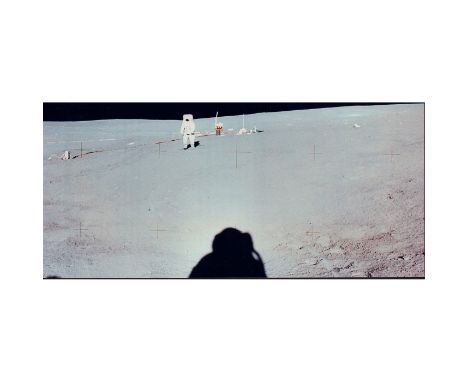 Rare Original NASA color photograph silver print of Apollo 14 Astronaut Edgar D. Mitchell setting up Apollo Lunar Surface Exp
