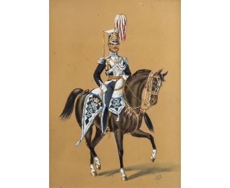 *Stansell (F.). Officer 17th Lancers, circa 1830s, watercolour and gouache on buff paper, initialled lower right, 27 x 20 cm,