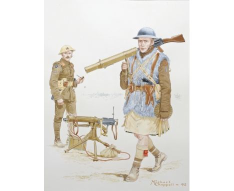 *Chappell (Michael 'Mike', born 1935). British First World War Soldiers, 1995,  a pair of watercolours, the first depicting a