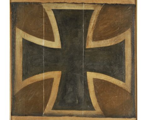 *WWI Imperial German Aircraft. A fine section of an original German aircraft fabric, circa 1917, with large painted black Iro