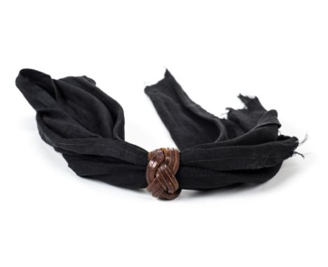 *Third Reich. A League of German Girls (BDM) black cloth neck scarf plus brown leather woggle,  56 cm long  The League of Ger