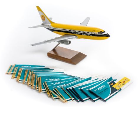 *Boeing. A composite desktop model of a Boeing 737 for Royal Brunei,  with yellow, black and white livery, with aircraft iden