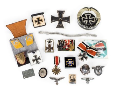 *WWI & Third Reich. A collection of German items  including a Luftwaffe Pilot's badge, with vertical pin and 'A' mark (F.W. A