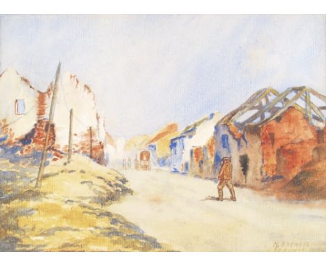 *Brereton (Norman ). The Village of Ervillers on the Bapaume-Arras Road, 1918,  watercolour on thick off-white paper, signed 