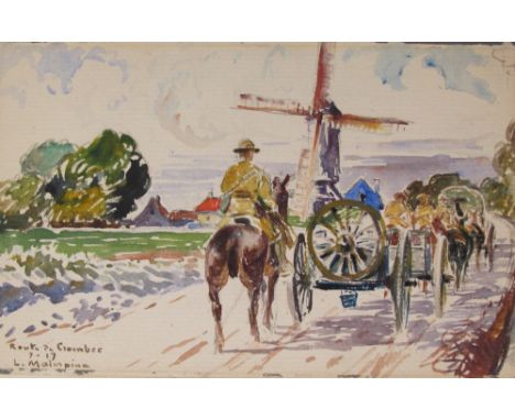 *WWI Prints & Drawings. An assorted collection of British and French watercolours and prints of World War I interest,  variou