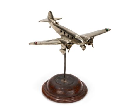 *Desktop model. A well-made twin engine Boeing model 247 aircraft airliner, circa 1933,  with radial engines and jewelled lig