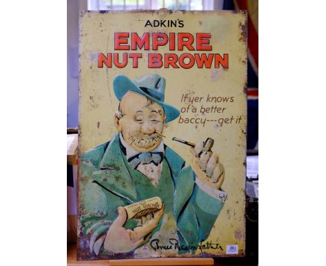 *Bairnsfather (Bruce). A tin advertising sign  designed by Bairnsfather for Adkin's Empire Nutbrown, with a Germanic gentlema