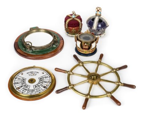 *Maritime collectables. A collection of shipping items,   including a Ship's wall telegraph dial, the circular white enamel d