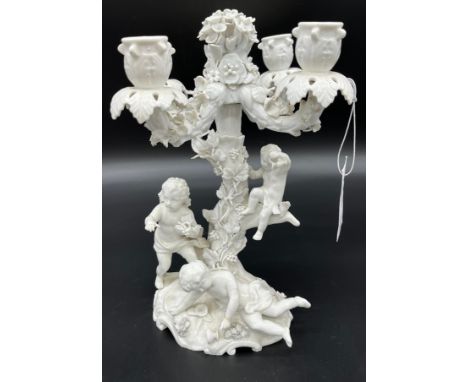 Antique Blanc de Chine Candelabra, Meissen style [31cm high] 