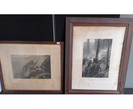 Two antique lithographs by Vereker . Monteith. Hamilton [Scottish 1856-1931]Depicting military scenes. Signed in pencil by th
