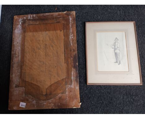 Original sketch of a military officer painting- possibly a self portrait.  Attributed to Vereker . Monteith. Hamilton [Scotti