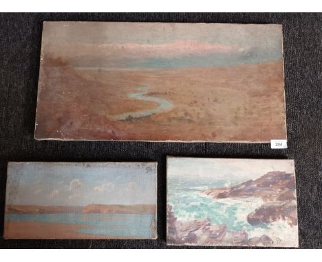 3 oil on canvas depicting various scenes depicting coastal and landscapes attributed to Vereker . Monteith. Hamilton [Scottis