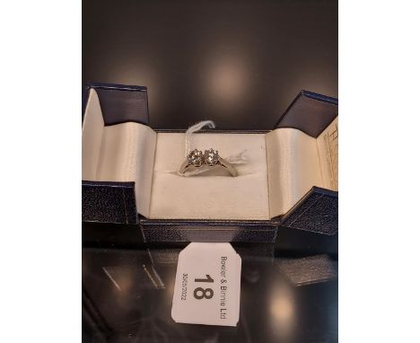 A Birmingham Platinum ladies ring set with two large diamonds. [1.32cts in total] [Ring size R] [6.50Grams] [Bright sparkle] 